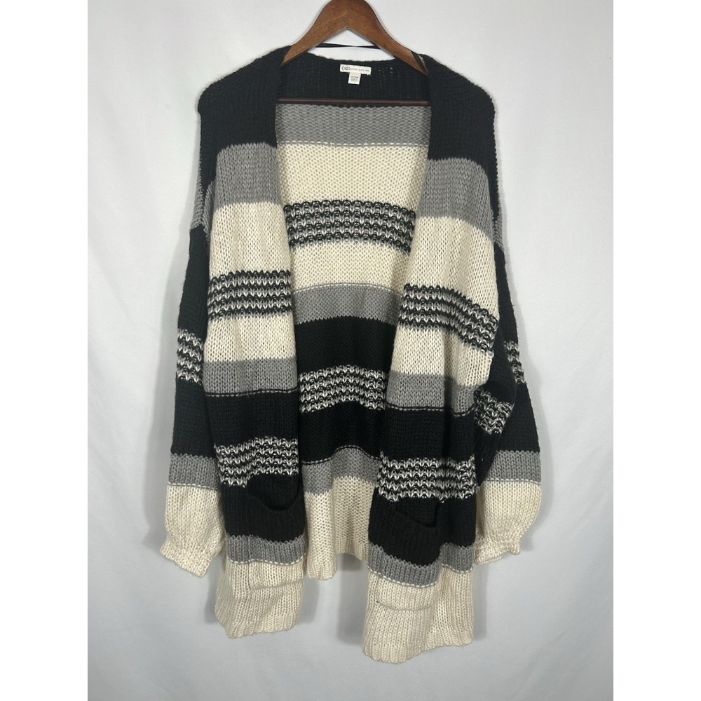 Womens Open Front Chunky Knit Cardigan 2X Oversized Earthy Boho Cozy Neutral